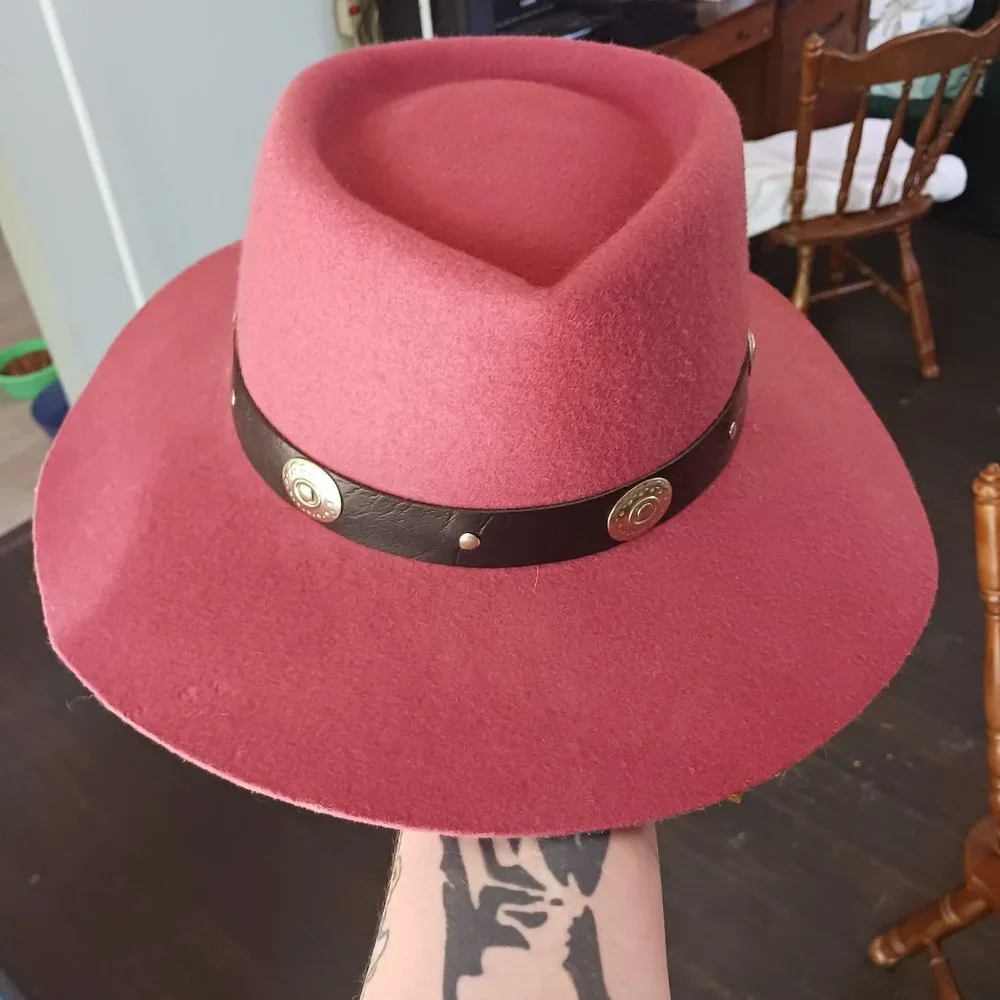 Stylish Women's Purple Felt Wide-Brim Hat